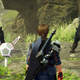 Protagonist Age staring down two big, crystallized cats.